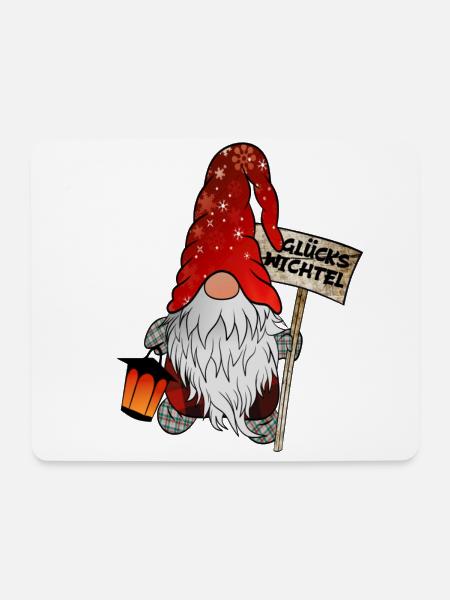 Glücks Wichtel – Weihnachtsgnom - Mousepad (Querformat) - Weiß