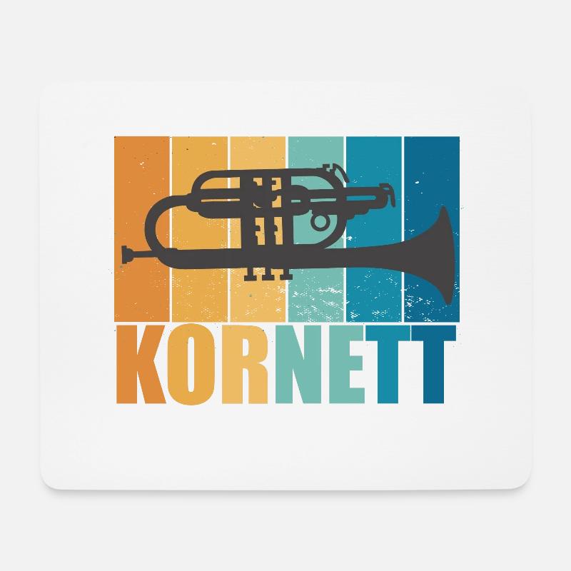 Kornett Vintage Musiker Instrument Geschenk - Mousepad (Querformat) - Weiß