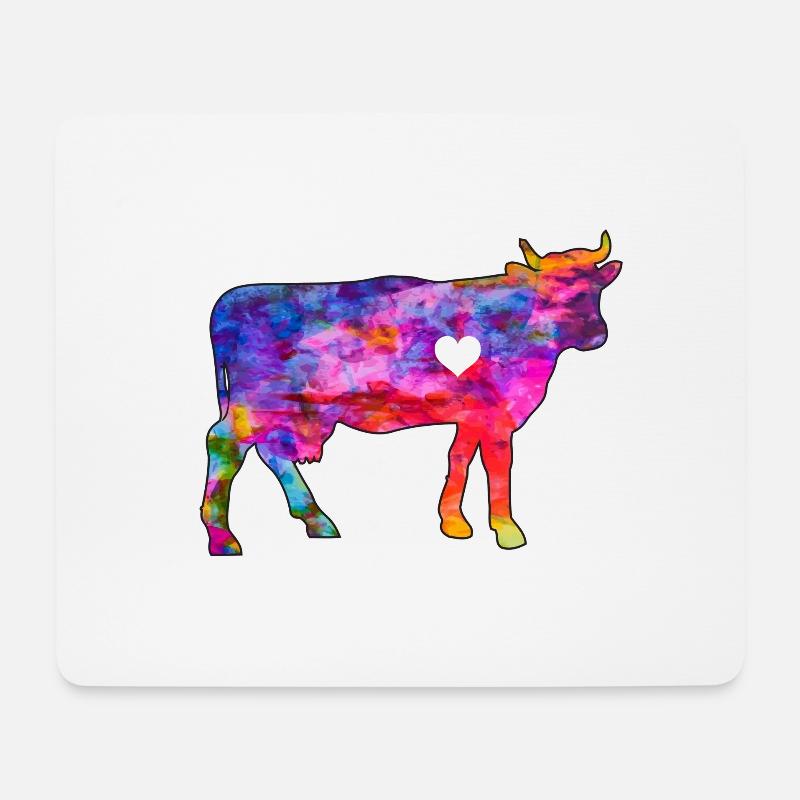 Kuh mit Herz - Mousepad (Querformat) - Weiß