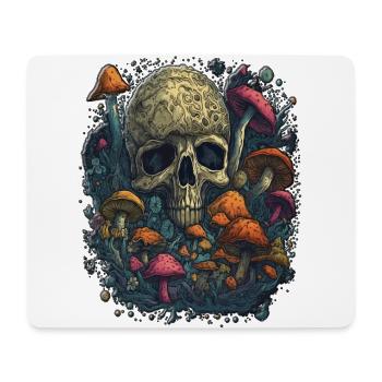 Skull Mushrooms Design Psychedelic Art Vibe Design - Mousepad (Querformat) - Weiß - Vorne
