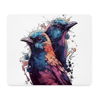 High Gloss Design Bird Birds Bird Colorful Couple - Mouse Pad (horizontal) - white - Front