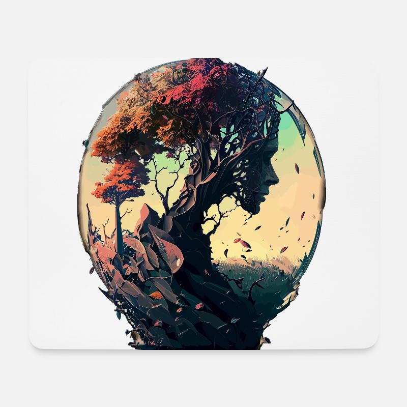 Natur Spirituell Baum Abstrakt Geistreich Design - Mousepad (Querformat) - Weiß