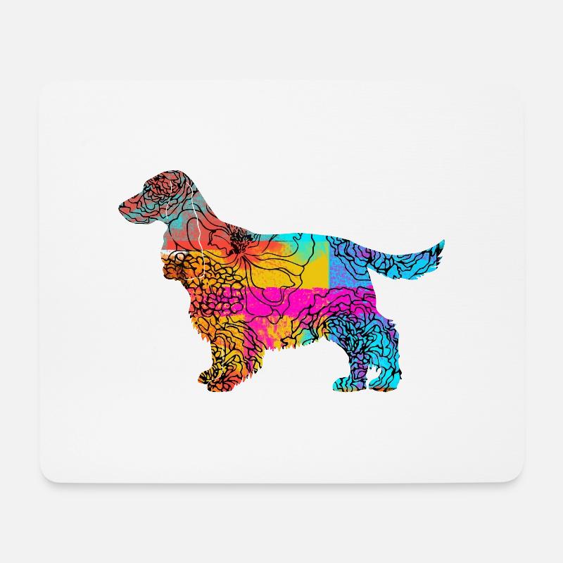 Cocker Spaniel Flowers - Mouse Pad (horizontal) - white