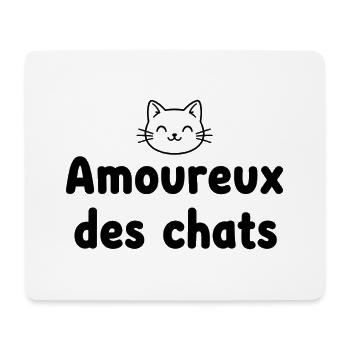 Amoureux des Chats – Texte Arrondi Minimaliste ave - Tapis de souris (format paysage) - blanc - Devant