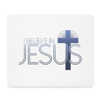Je crois en Jésus - Croix de Jésus-Christ - Tapis de souris (format paysage) - blanc - Devant