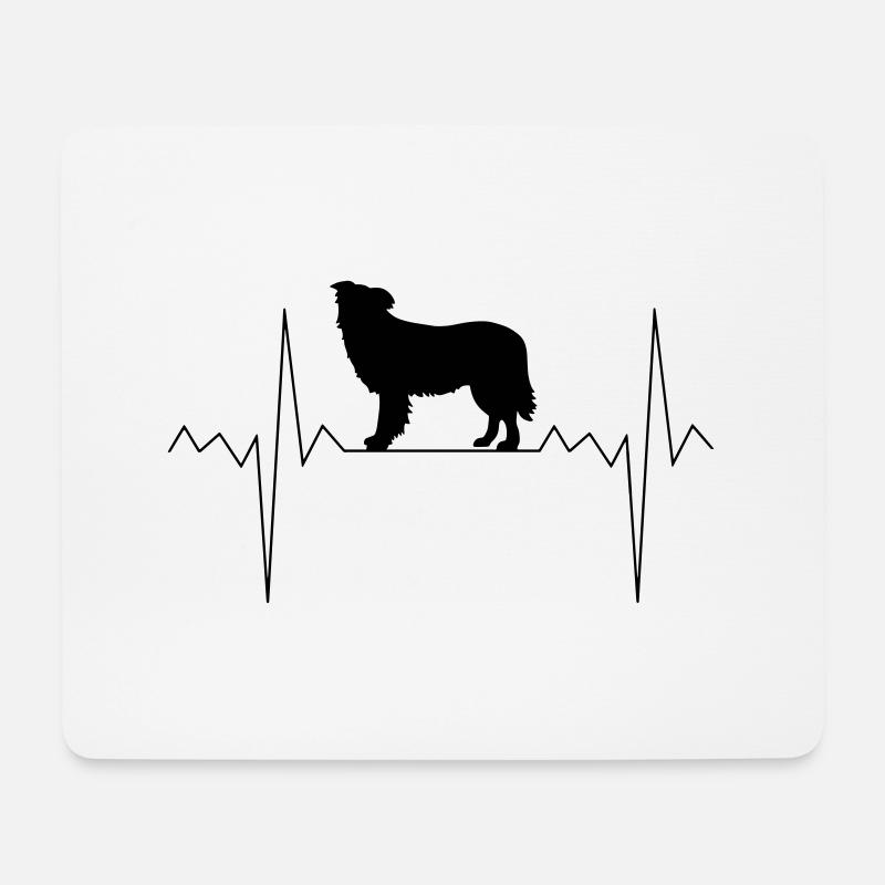 Herzschlag Herzfrequenz Border Collie - Mousepad (Querformat) - Weiß
