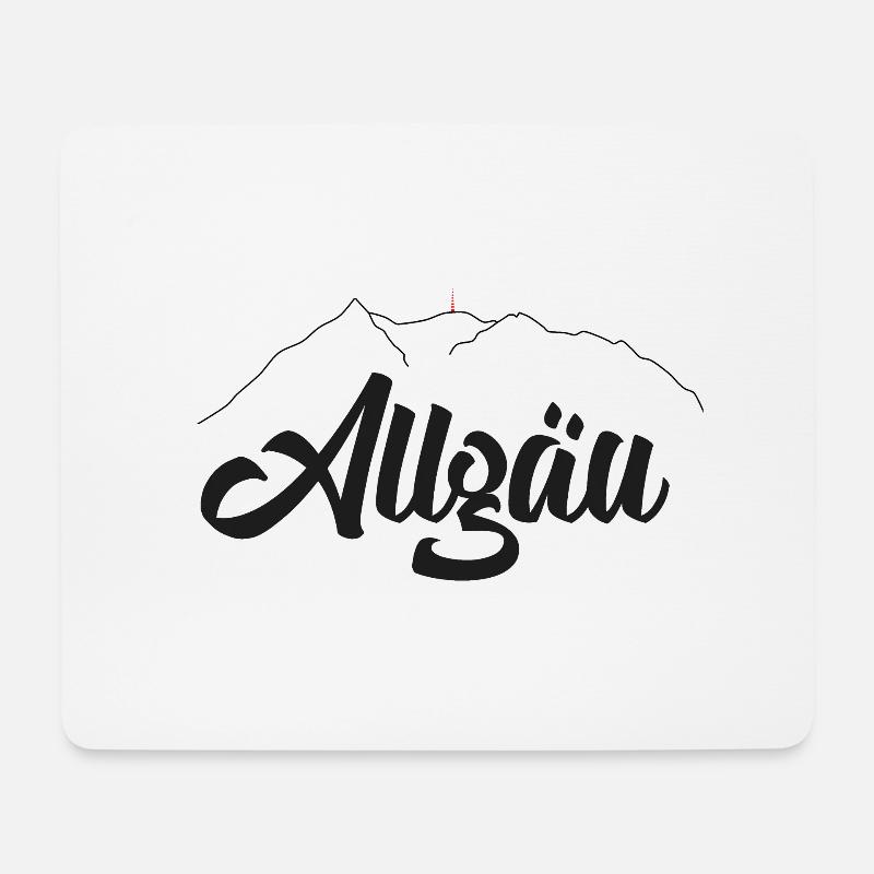 Allgäu Grünten Print Schwarz, Allgäuer Berge - Mousepad (Querformat) - Weiß