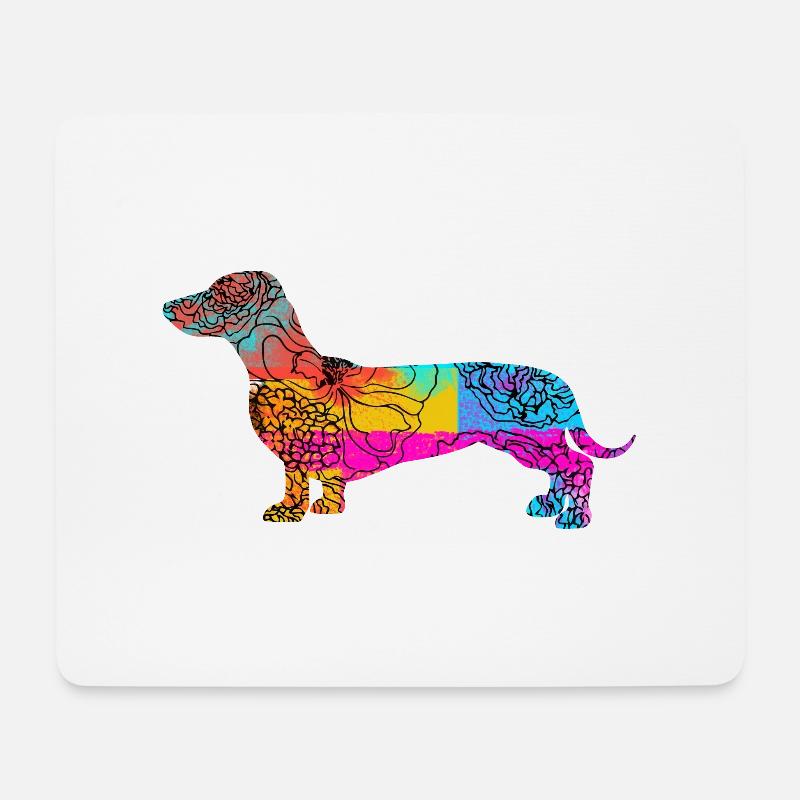 Dackel Dachshund Flowers - Mousepad (Querformat) - Weiß