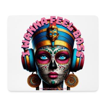 I WANNA FEEL BASS - Cool Princess with Headphones! - Mouse Pad (horizontal) - white - Front