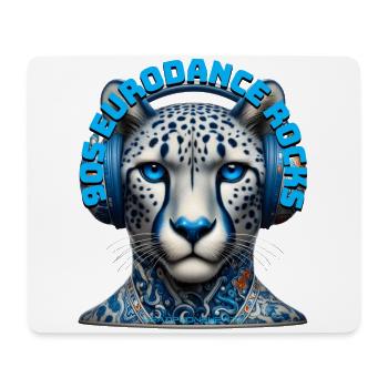 90S EURODANCE ROCKS - Cool Cheetah with Headphones - Mouse Pad (horizontal) - white - Front