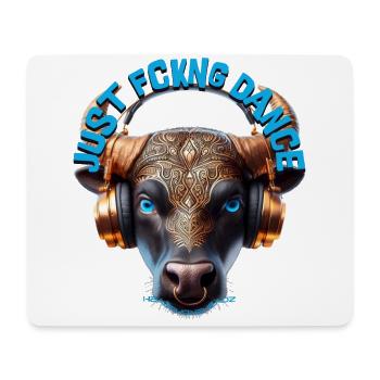 JUST FCKNG DANCE - Cool Cow with Headphones! - Mouse Pad (horizontal) - white - Front