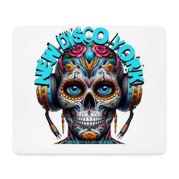 NEW DISCO YORK - Cool Skull with Headphones! - Mouse Pad (horizontal) - white - Front