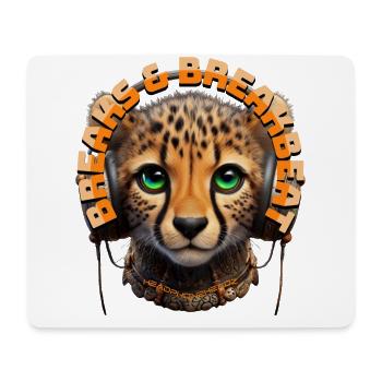 BREAKS & BREAKBEAT - Cute Cheetah with Headphones! - Mouse Pad (horizontal) - white - Front