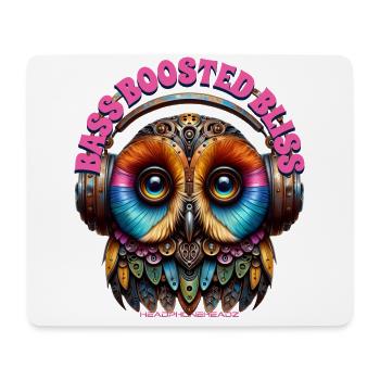 BASS BOOSTED BLISS – Cute Owl with Headphones! - Mouse Pad (horizontal) - white - Front