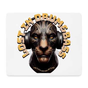 LOST IN DRUM&BASS – Cool Lion/Leo with Headphones! - Mouse Pad (horizontal) - white - Front