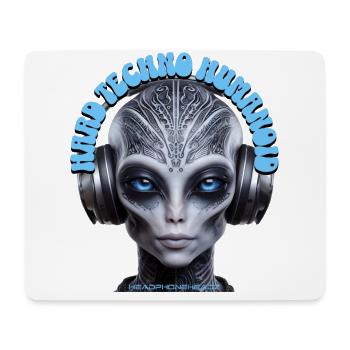 HARD TECHNO HUMANOID – Cool Grey Dude Headphones! - Mouse Pad (horizontal) - white - Front