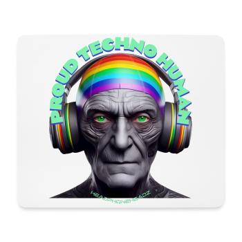 PROUD TECHNO HUMAN - Cool Grandpa with Headphones! - Mouse Pad (horizontal) - white - Front