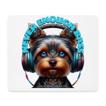 NEVER ENOUGH BASS - Cute Terrier with Headphones! - Mouse Pad (horizontal) - white - Front