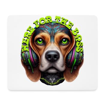 HERE FOR THE BASS - Cute Beagle with Headphones! - Mouse Pad (horizontal) - white - Front