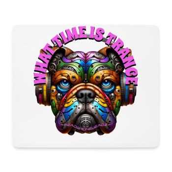 WHAT TIME IS TRANCE - Cool Bulldog with Headphones - Mouse Pad (horizontal) - white - Front