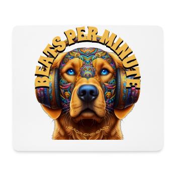 BEATS PER MINUTE - Golden Retriever & Headphones! - Mouse Pad (horizontal) - white - Front