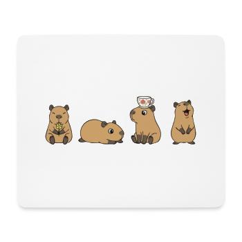 Capybara Tea Time Quartett - Mousepad (Querformat) - Weiß - Vorne