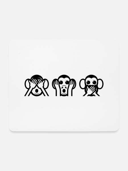 3 kluge Affe - Mousepad (Querformat) - Weiß