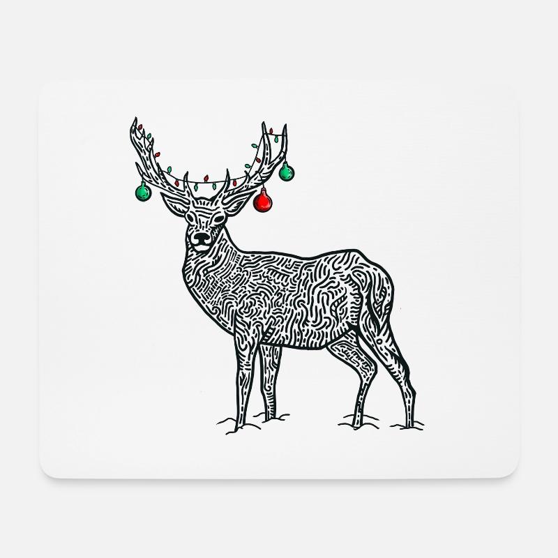 Holzschnitt Winter Waldtiere Weihnachten Weihnachten - Mousepad (Querformat) - Weiß