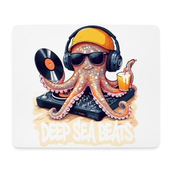 Rythmes des profondeurs marines – DJ Pieuvre 🐙 - Tapis de souris (format paysage) - blanc - Devant