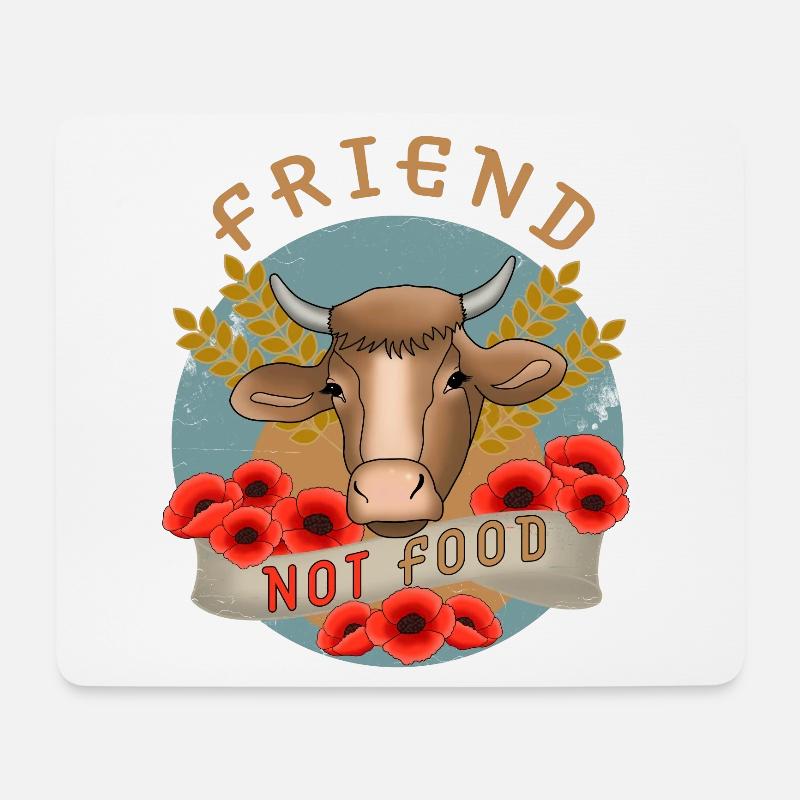 Kuh Bauernhof Vegan Friend not Food - Mousepad (Querformat) - Weiß