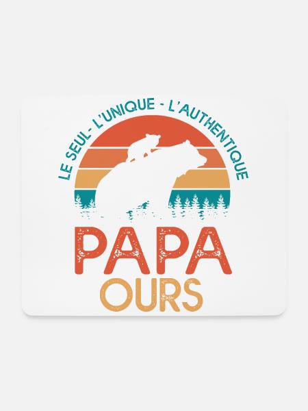 papa ours cadeau papa tshirt papa ours - Tapis de souris (format paysage) - blanc