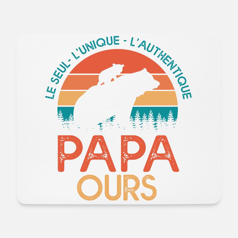 papa ours cadeau papa tshirt papa ours - Tapis de souris (format paysage) - blanc
