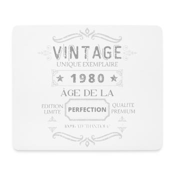 Teeshirt 1980 Vintage Âge de la Perfection - Tapis de souris (format paysage) - blanc - Devant