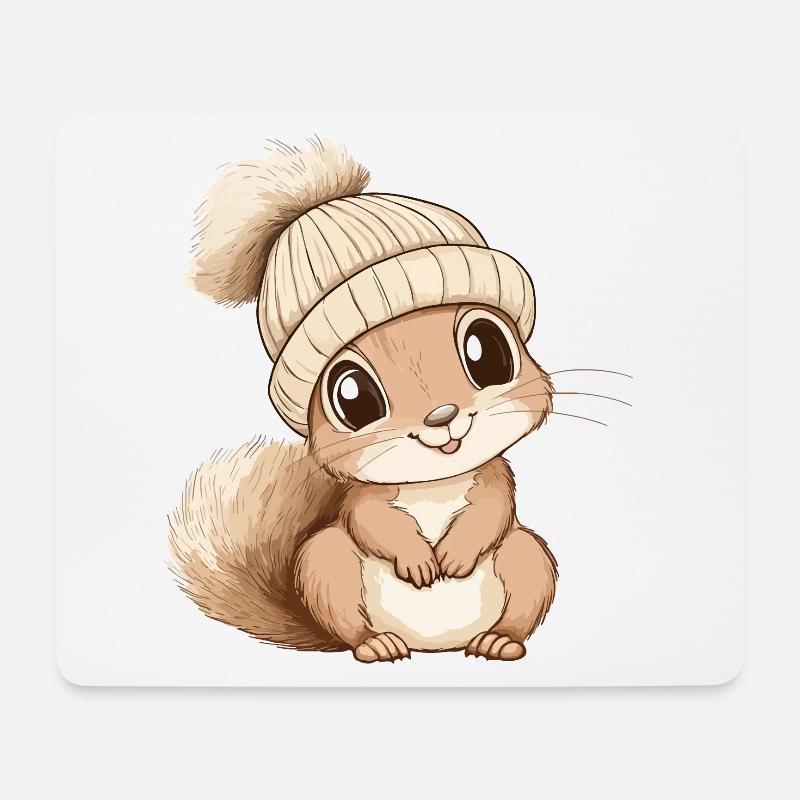 Eichhörnchen Süß Niedlich Baby Kinder Tier Cartoon - Mousepad (Querformat) - Weiß
