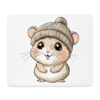 Hamster mignon mignon bébé enfants animal dessin animé - Tapis de souris (format paysage) - blanc - Devant