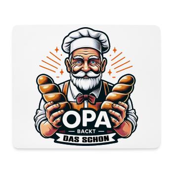 Opa backt das schon - Bäcker mit Broten - Mousepad (Querformat) - Weiß - Vorne
