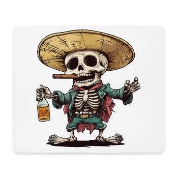 Skelett Totenkopf Totenschädel Zigarre Schnaps - Mousepad (Querformat) - Weiß - Vorne