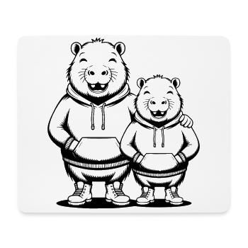 Capybara Paar Wasserschwein - Zwei coole Capybaras - Mousepad (Querformat) - Weiß - Vorne