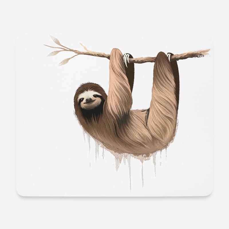 Faultier - Mousepad (Querformat) - Weiß
