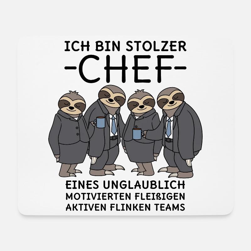Stolzer Chef unglaublich fleißiges Team Faultiere - Mousepad (Querformat) - Weiß
