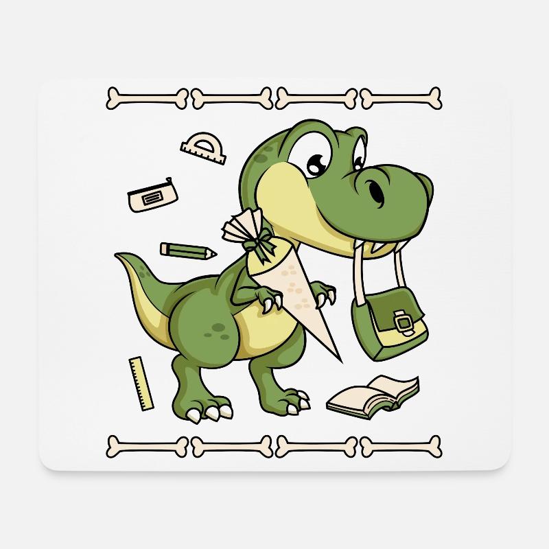Schulkind Dino Schultüte Schultasche Buch Schule - Mousepad (Querformat) - Weiß