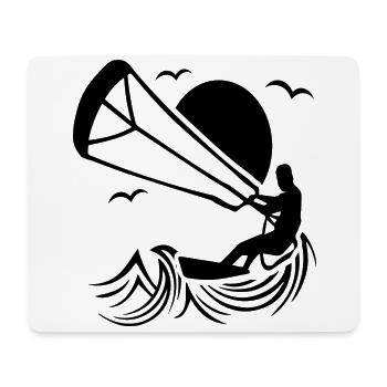 Silhouette de kitesurfeur, design d’aventure kitesurf - Tapis de souris (format paysage) - blanc - Devant
