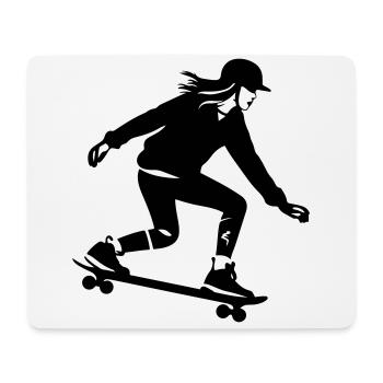 Skateboarding Woman Silhouette Skateboard - Mouse Pad (horizontal) - white - Front