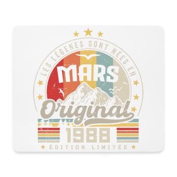 Vintage Mars 1988 Cadeau D'anniversaire 36 Ans - Tapis de souris (format paysage) - blanc - Devant