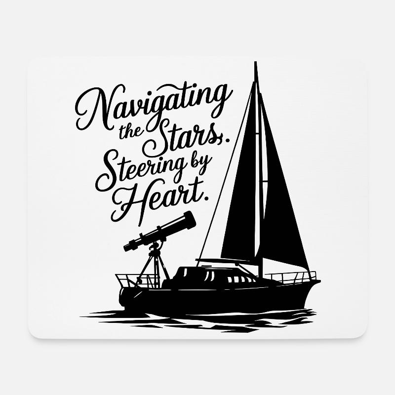 Segeln Segelboot Sterne Teleskop - Mousepad (Querformat) - Weiß