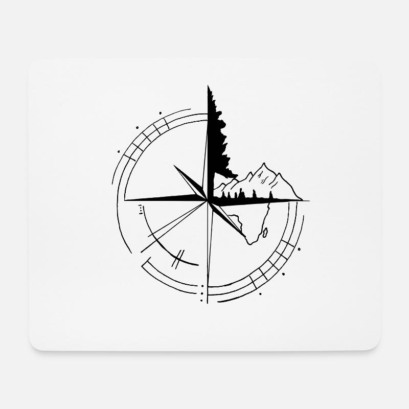 Kompass - Landschaft, merchanice - Mousepad (Querformat) - Weiß