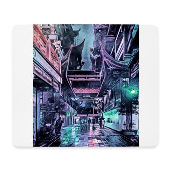 Pluie nocturne à Shanghai, Chine - Tapis de souris (format paysage) - blanc - Devant