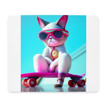 Chats de skateboard cool - Tapis de souris (format paysage) - blanc - Devant
