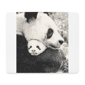 Panda Mama mit Baby, schwarz weiß, bnw - Mousepad (Querformat) - Weiß - Vorne