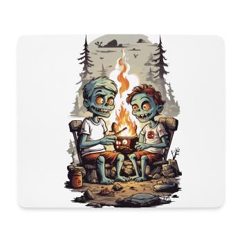 Zombie Camping Halloween Enfants Dessin Animé - Tapis de souris (format paysage) - blanc - Devant